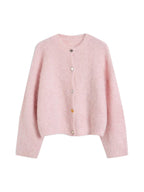 SuyaDream, Women Cardigans, 78%Alpaca, O Neck, Single breasted Solid Sweaters, 2025 Fall Winter Warm Jackets, White, Grey, Pink - Matrix Studios