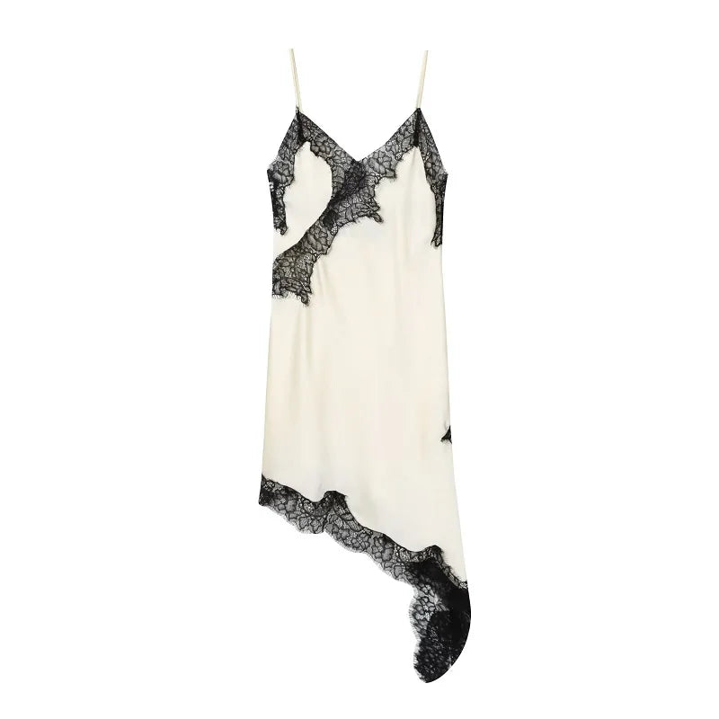 MUJER 2025 Lace Slip Dress Woman Black Backless Short Dresses for Women Asymmetric Party Women's Summer Dress Satin Sexy Dresses - Matrix-studios.com