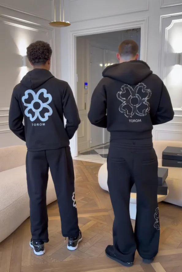 New TOROM Black Applique embroidery Personality Trend Zip Up Hooded Jackets Couple Hip-Hop Streetwear Classic Sweatshirt Men Ins