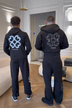 New TOROM Black Applique embroidery Personality Trend Zip Up Hooded Jackets Couple Hip-Hop Streetwear Classic Sweatshirt Men Ins