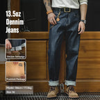Maden Vintage 13.5oz Heavyweight Selvedge Raw Denim Jeans Men's Straight Fit Cotton Jeans Casual Pocket Trousers Fall Winter - Matrix Studios