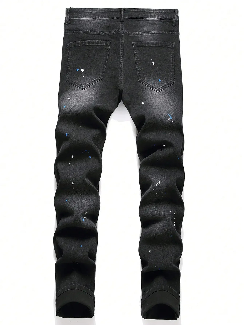 Men y2k Stretchy Skinny Denim Jeans For Men Casual pants Ripped Patchwork Hole Slim Fit Denim Hip Hop Black Straight Trousers - Matrix Studios