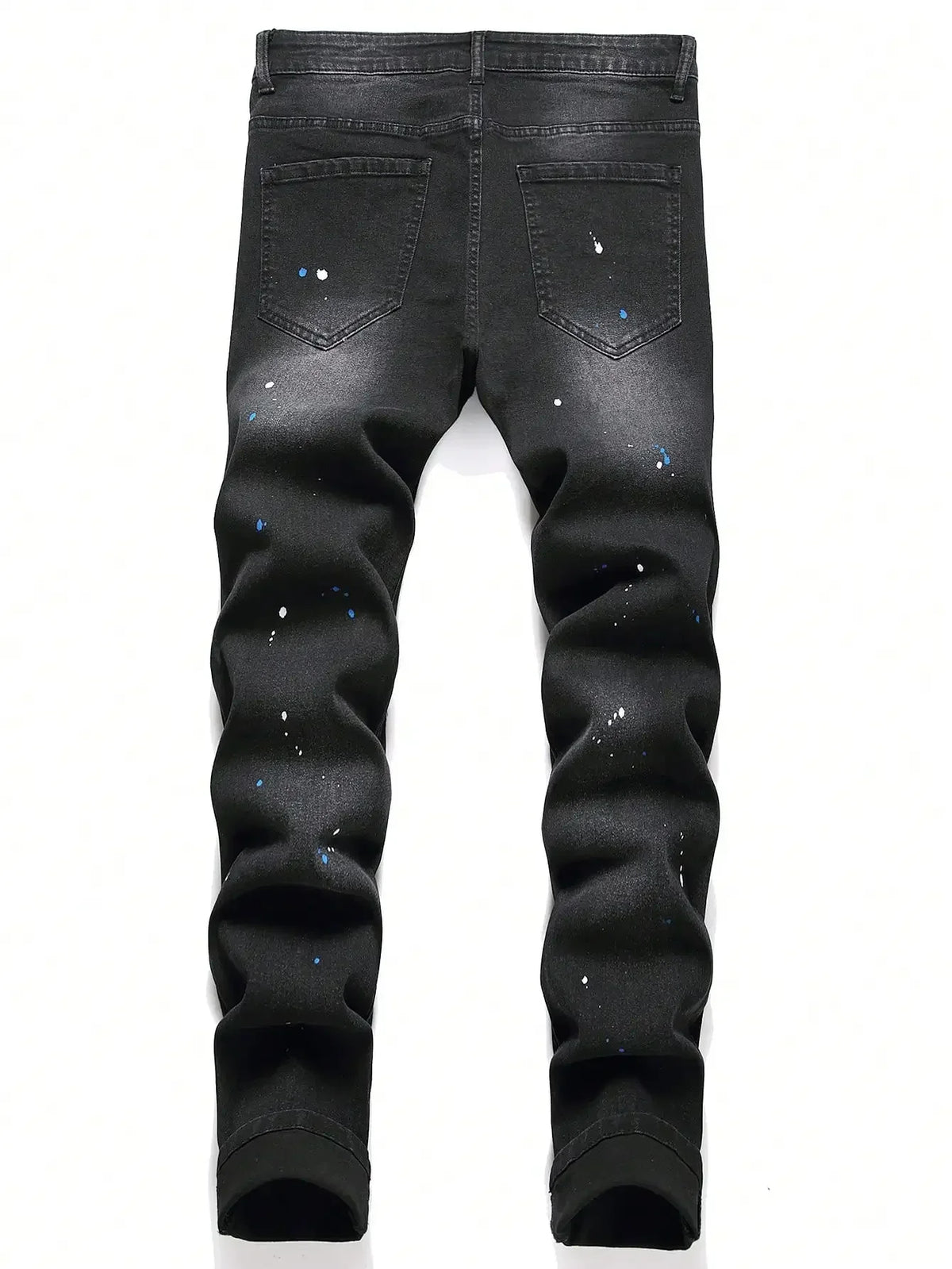 Men y2k Stretchy Skinny Denim Jeans For Men Casual pants Ripped Patchwork Hole Slim Fit Denim Hip Hop Black Straight Trousers - Matrix Studios