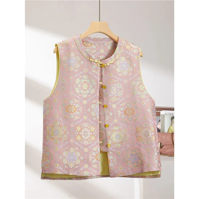 Thin Vest for Women Clothing Ethnic Style Print Vintage Clothes Streetwear Coats Women Jackets Chinese style Casual Summer - Matrix Studios