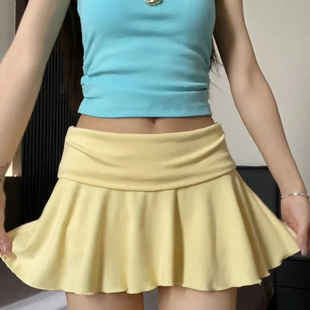 Waist-Flipping  Ruched Skirts Prevent Exposure Golf Sports Women Short Dress High Elasticity Athletic Short High Waist Skirt - Matrix-studios.com
