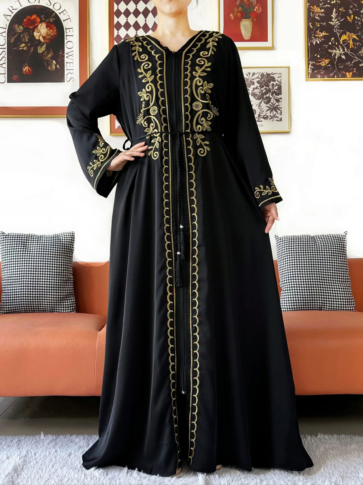 2025 New Elegant Women Abaya Long Sleeve Chiffon Loose Open Abaya Muslim Islamic Clothing Cardigan Style for Special Occasions - Matrix-studios.com