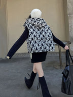 Autumn Winter Hooded Letters Printed Down Vest Women White Duck Down Sleeveless Casual Vests Female Warm Zipper Loose Waistcoats - Matrix Studios