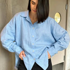 We.Fine Women's Shirt Elegant Long Sleeve Blouse Spring Vintage Basic Top Collar Cotton Shirt for Women - Matrix-studios.com
