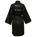 Satin Silk Robe Bride Robe Women Wedding Robe Bridesmaid Robes Dressing Bridal Robes Black - Matrix-studios.com