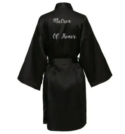 Satin Silk Robe Bride Robe Women Wedding Robe Bridesmaid Robes Dressing Bridal Robes Black - Matrix-studios.com