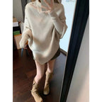 2000s Korean Fashion Slim Batwing Sleeve Autumn Sweaters Y2k Pure Color Subculture Casual Long Sleeve Pullovers Sweaters Chic - Matrix Studios