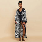 2026 Women Swimsuit Beach Cover Up Dress Sleeve Kaftan Beach Tunic Long Pareos Bikinis Cover Ups Summer Robe Plage Beachwear - Matrix Studios