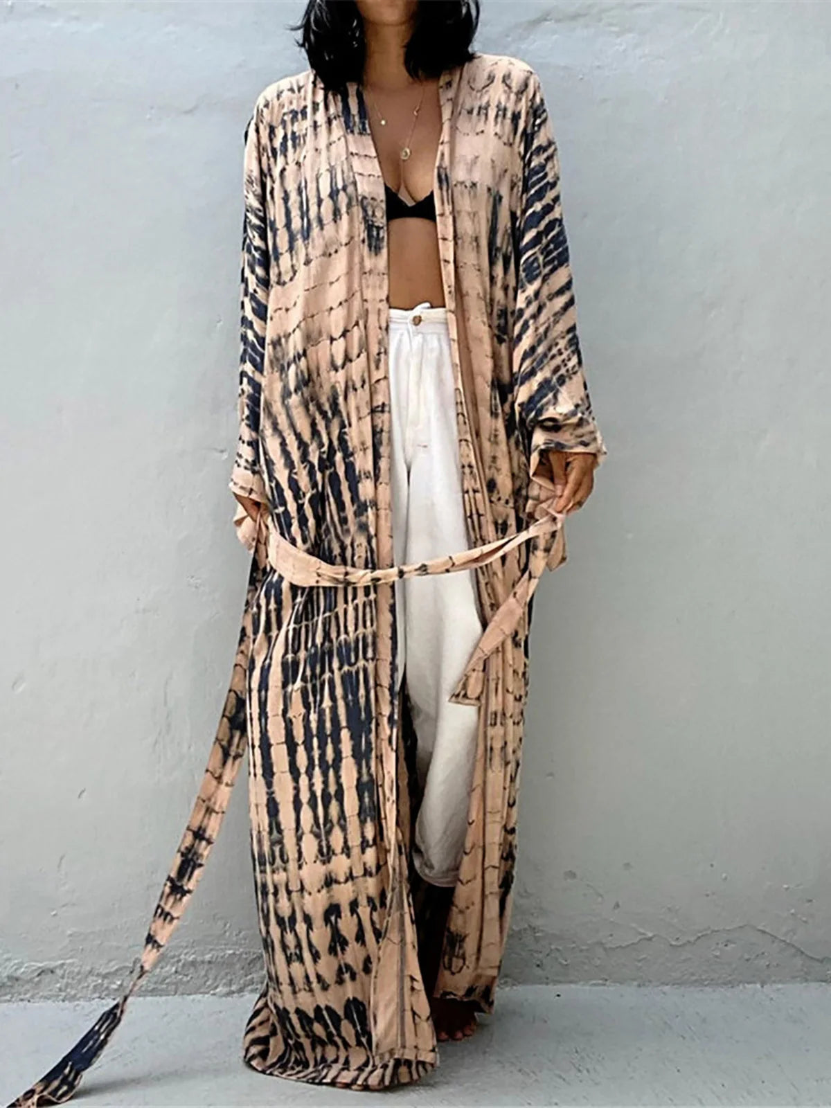 New 10 Colors Printed Long Sleeve With Belt Tunic Beach Cover Up Cover-ups Beach Dress Beach Wear Beachwear Female Women V4521 - Matrix Studios