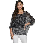 BHflutter White Blouse Shirt Women Fashion Batwing Casual Summer Tops Tees Ladies Print Chiffon Blouses Streetwear Plus Size - Matrix-studios.com