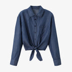 AS  SS26 Lyocell light Denim pinstripe wrap shirt + dress matching set fashionable vitality women's outfit - Matrix-studios.com