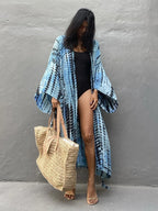 Bikini Cover Up Tie Dye Printed Women Long Beach Kimono Swimsuit Cape 2022 New Summer Beachwear Self Belted Bathing Suit - Matrix Studios