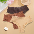 3PCS/Set Women Sexy Lace Panties Cotton Seamless Brazilian Panties Female Sexy Low Rise Soft Underwear G-String Lingerie S-XL - Matrix Studios