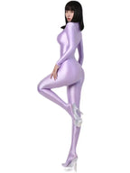 Women Oily Glossy Long Sleeve Elastic Bodysuit Bodycon Rompers One-piece Swimsuit Silky Tights Satin Pantyhose Jumpsuits Thong - Matrix Studios