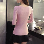 Casual Long Sleeve Knitted Sweater Autumn O-neck Office Pullover Winter Women Clothes Korean Style Slim White Knitwear Pull 7571 - Matrix Studios
