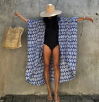 Women Plus Size Long Cover up Bikini Coverups Kimono Tie Front Bathing Suit Swimsuit Beachwear - Matrix Studios