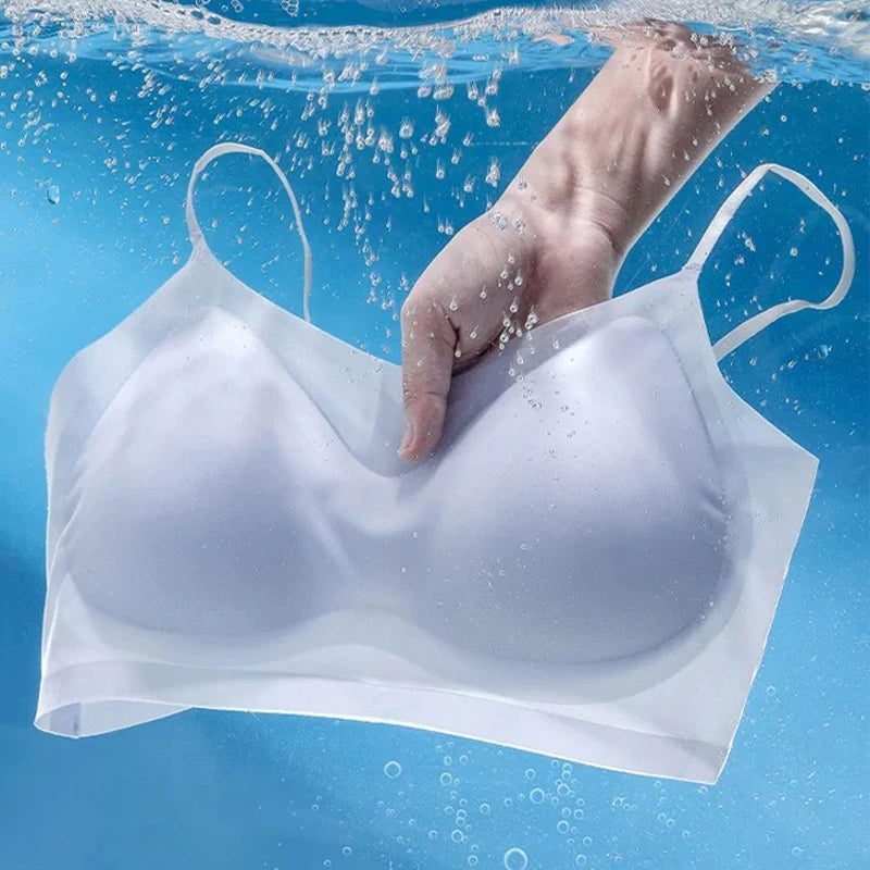 Ultra-Thin Breathable Ice Silk Top Bra Women's Bustier Underwear Seamless Back Halter Vest Wrap Bra Small Chest Together - Matrix Studios