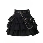 Women's Blue Black Riveted Belt Denim Skirt Y2K Harajuku High Street Fashion 90s Sexy A-line Mini Skirt Summer Clothing 2026 New - Matrix-studios.com
