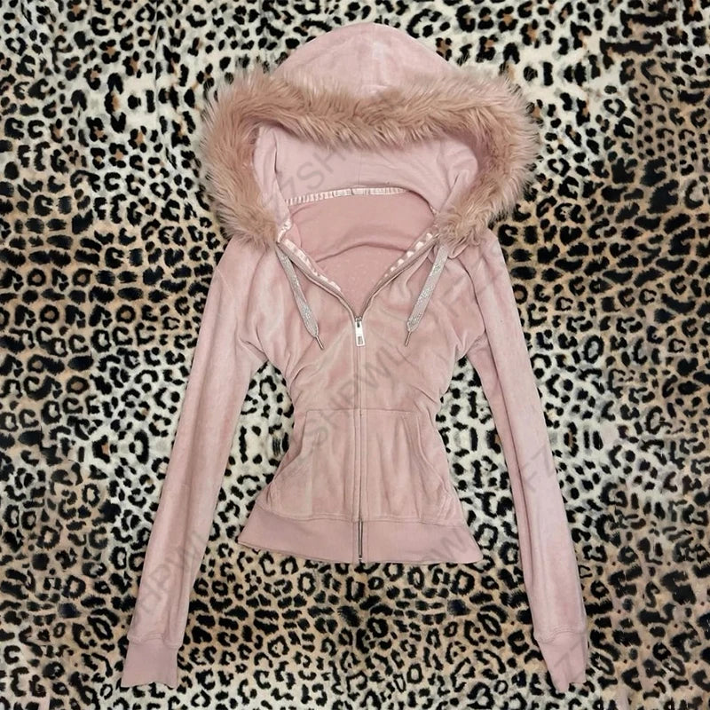 Gothic Y2K Women's Chic Hoodie Sexy Slim Casual Solid Color Female Cropped Sweatshirt Grunge Punk Vintage Aesthetics Streetwear - Matrix Studios