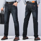 2026 New Men's Stretch Regular Fit Jeans Business Casual Classic Style Fashion Denim Trousers Male Black Blue Gray Pants - Matrix Studios