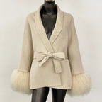 High End Double-sided Wool Strapping Real Wool Fur Coat Women's Removable Cuffs Fox Fur Temperament Cashmere Short Jacket - Matrix Studios