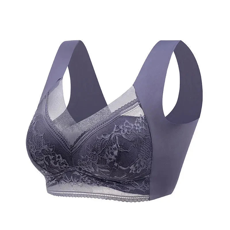 L-6L Women Large Bra Push Up Ice Silk Seamless upper Bralette Lace Wireless Summer Bras Plus Size Top Lingerie Underwear 15019 - Matrix Studios