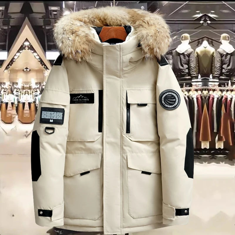 New Winter Mens Hooded Fur Collar Duck Down Coats High Quality Waterproof Coats Fashion Parkas Male Casual Warm Down Jackets - Matrix Studios