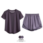 DRUR 2pcs Gym Set Women Summer Sportswear Outfit 2 Piece Short Sleeve Sports Shirt Shorts Sets Jogging Suit Female Tracksuit New - Matrix-studios.com