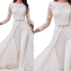 Elegant White Jumpsuit Women Overalls Long One Piece Strapless Slash Neck Feather Y2k Sexy Wedding Party Night Evening Rompers - Matrix Studios