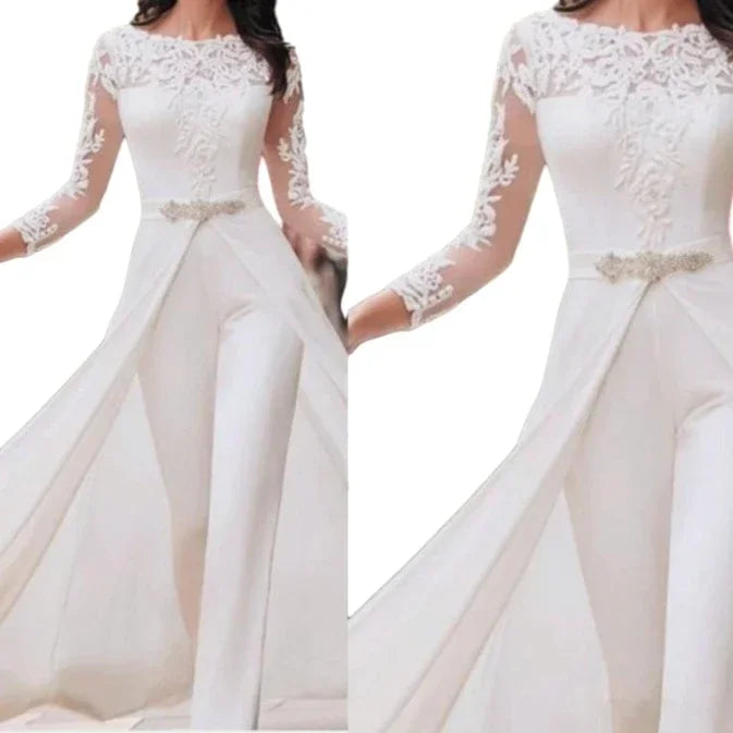 Elegant White Jumpsuit Women Overalls Long One Piece Strapless Slash Neck Feather Y2k Sexy Wedding Party Night Evening Rompers - Matrix Studios