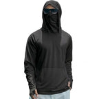 Mens UPF50+ Performance T-Shirt Long Sleeve Summer Hoodie Casual Sun Running Quick Dry Shirts Sunscreen Fishing Ice Silk Tops - Matrix Studios