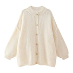 Casual Cardigan Women Sweater Loose Single Breasted O-neck Fashion Sweaters Autumn Office Female All-match Top Coat - Matrix Studios