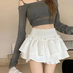 Mini Skirt Cute Sexy Balletcore Elastic High Waist Ball Gown Ruffle Patchwork Lolita Skirt Short Korean Sweet Y2K Women Clothing - Matrix-studios.com