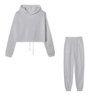 Fashion Trend Women's Wear, Long-sleeved Sports Casual Suit Waist Two-piece Set - Matrix-studios.com