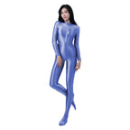 AMORESY Women's Shiny Oil Tights Full-Length Catsuit Front Zipper Yoga Zentai Playsuit Sexy Smooth Casual Jumpsuit - Matrix Studios