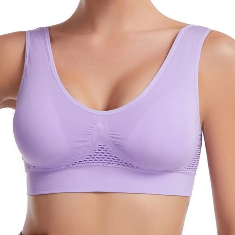 plus Size Grid Air Holes Sports Bra Shock-proof S-7XL Women's Underwear Yoga Running Brassiere Hollow out Vest without Underwire - Matrix Studios