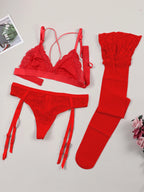 Varsbaby Lace Bra Sets for Women Non-padded Bra Panty Garter Stockings Summer Underwear Lingerie Sexy - Matrix-studios.com