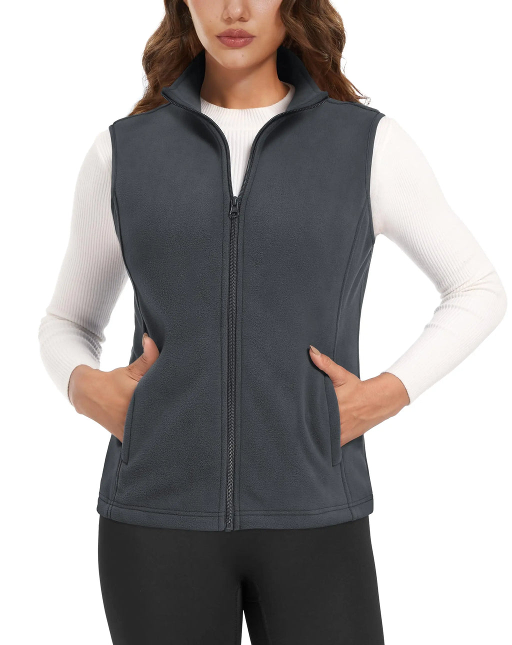 TACVASEN Autumn Winter Soft Warm Vest Womens Fashion Fleece Sleeveless Jacket Lightweight Outdoor Casual Zipper Front Waistcoat - Matrix Studios