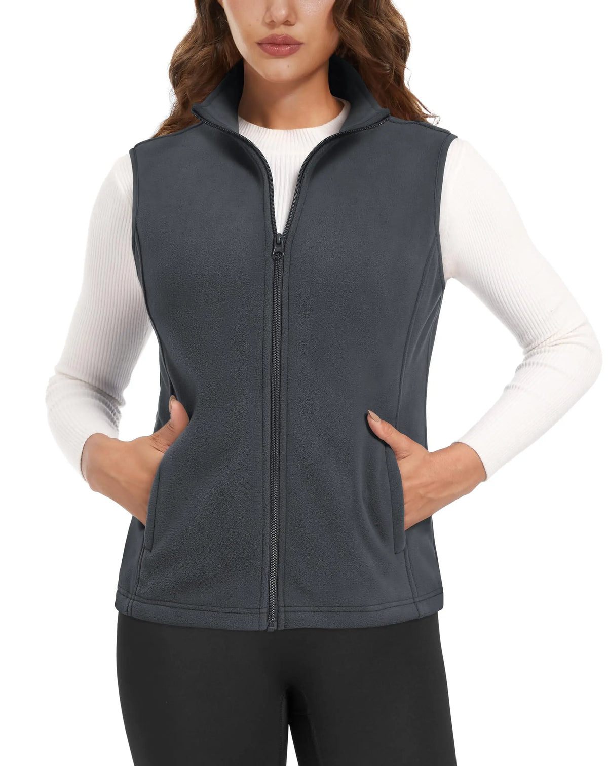 TACVASEN Autumn Winter Soft Warm Vest Womens Fashion Fleece Sleeveless Jacket Lightweight Outdoor Casual Zipper Front Waistcoat - Matrix Studios