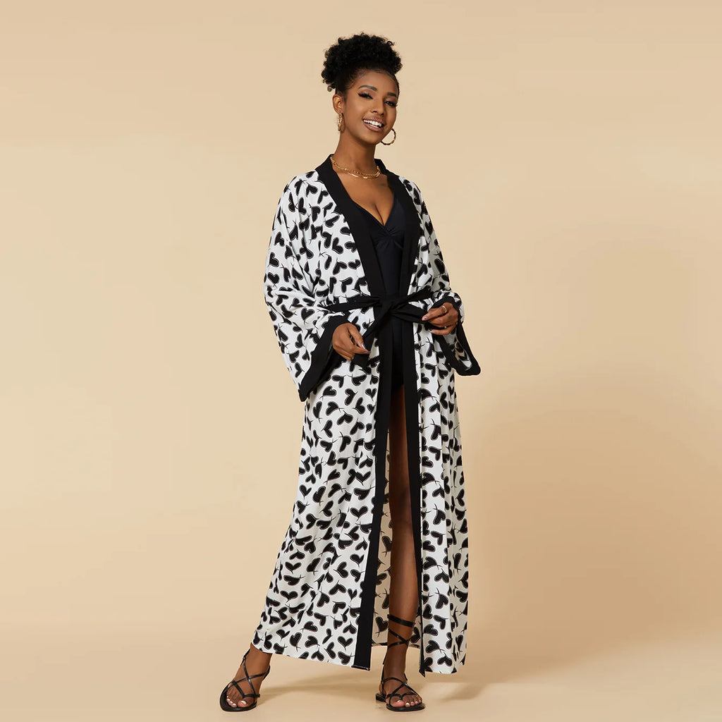 2026 Women Swimsuit Beach Cover Up Dress Sleeve Kaftan Beach Tunic Long Pareos Bikinis Cover Ups Summer Robe Plage Beachwear - Matrix Studios