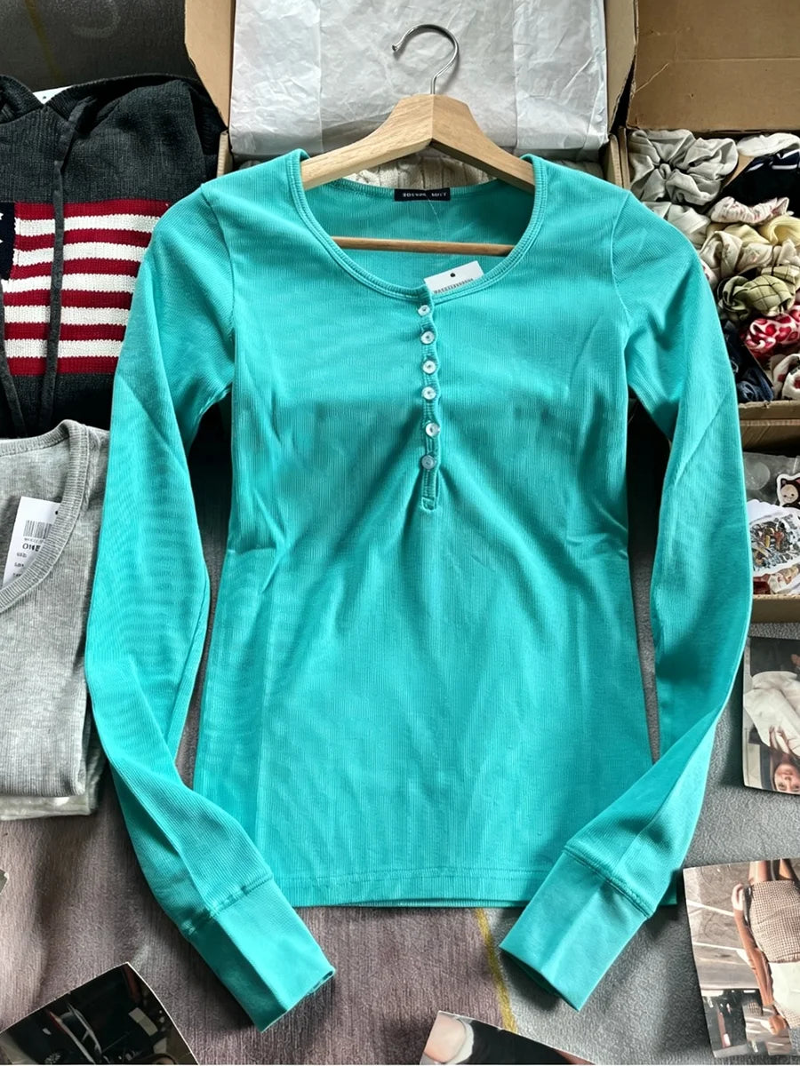 Pink Striped Slim Long Sleeve Tees Women Spring Casual Cotton O-neck Tshirt New Tops Clothes Sweet Cute  Vintage T-shirts Y2K - Matrix-studios.com