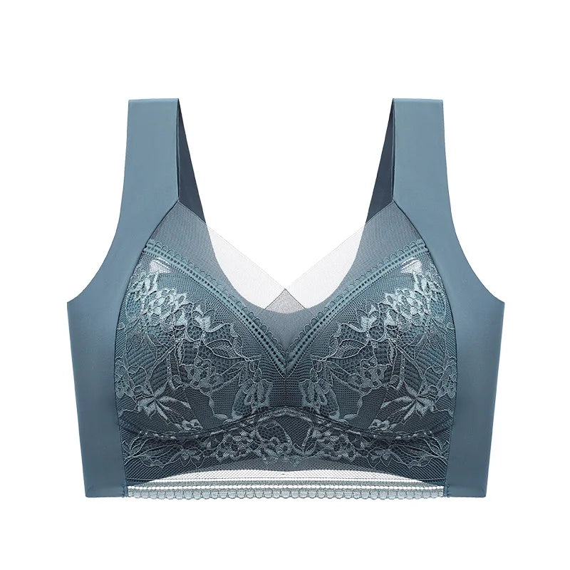 FallSweet Seamless Ice Silk Push Up Bra for Women Wireless Lace Bralette Plus Size Brassiere Summer Comfort Underwear Lingerie - Matrix Studios