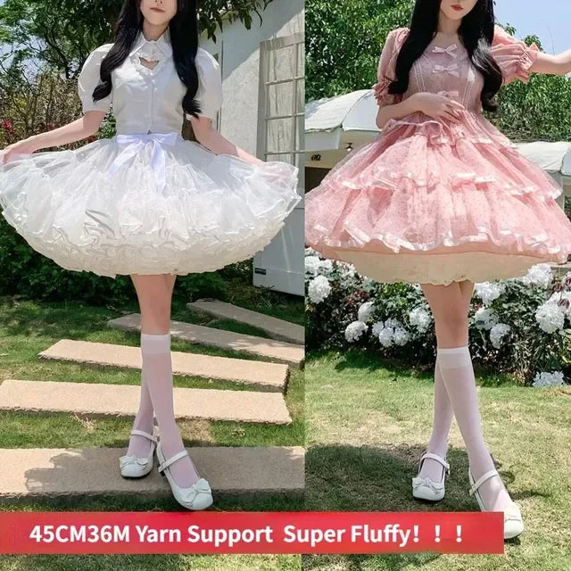 Multi-layer Ruffled Petticoats for Women Fluffy Bubble Skirt Crinoline Underskirt No Hoop Boneless Lolita Puffy Skirt Mini Skirt - Matrix-studios.com