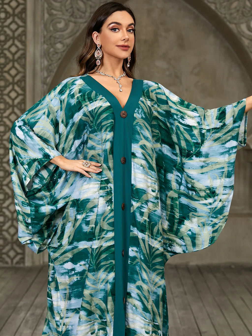 Caftans for Women Plus Size V-Neck Batwing Sleeve Kaftan Dress for Beach Swimwear Cover-Up Loungewear Mumu Dresses - Matrix Studios