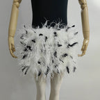 Real feather mini skirt, elastic waist sexy clothing, club, party dance party carnival short skirt can be customized in size - Matrix Studios