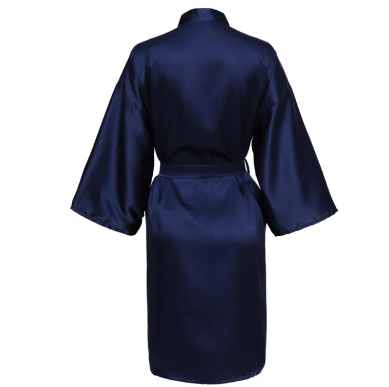 Wedding Party Team Bride Robe With Black Letters Kimono Satin Pajamas Bridesmaid Bathrobe SP2000 - Matrix-studios.com